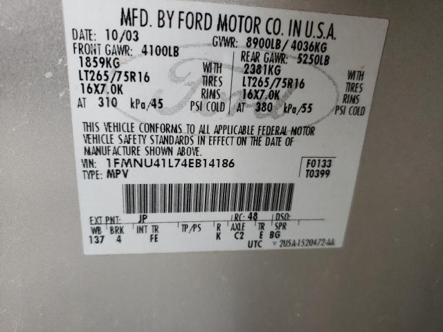 Photo 10 from auction – 2004 FORD EXCURSION with VIN 1FMNU41L74EB14186