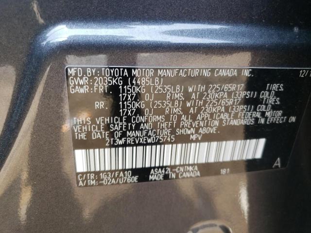 Photo 10 from auction – 2014 TOYOTA RAV4 XLE with VIN 2T3WFREVXEW075745