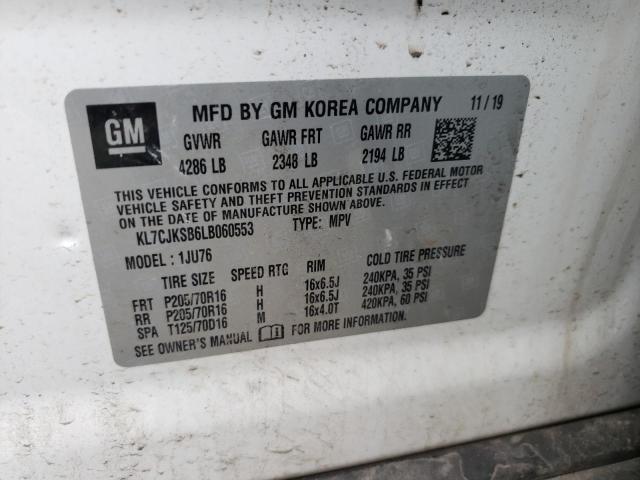 Photo 10 from auction – 2020 CHEVROLET TRAX LS with VIN KL7CJKSB6LB060553