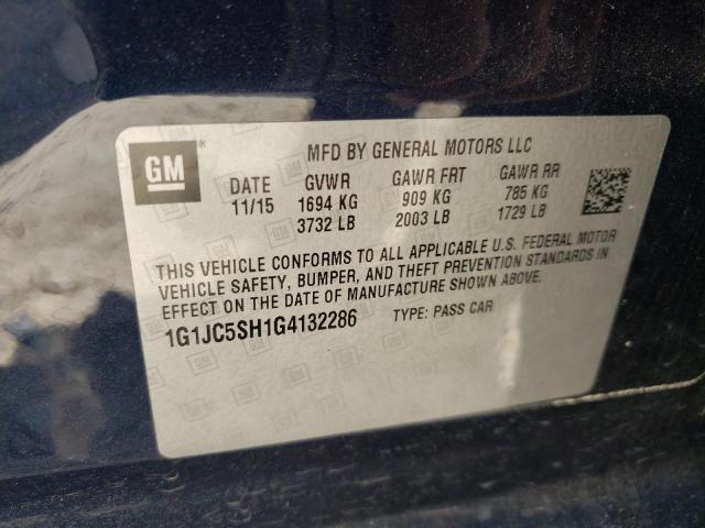 Photo 10 from auction – 2016 CHEVROLET SONIC LT with VIN 1G1JC5SH1G4132286