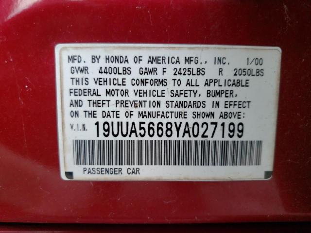 Photo 10 from auction – 2000 ACURA 3.2TL with VIN 19UUA5668YA027199