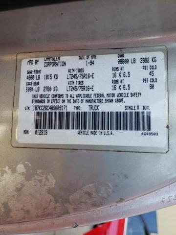 Photo 10 from auction – 1994 DODGE RAM 2500 with VIN 1B7KC26C4RS609171
