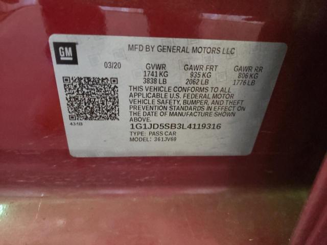 Photo 10 from auction – 2020 CHEVROLET SONIC LT with VIN 1G1JD5SB3L4119316