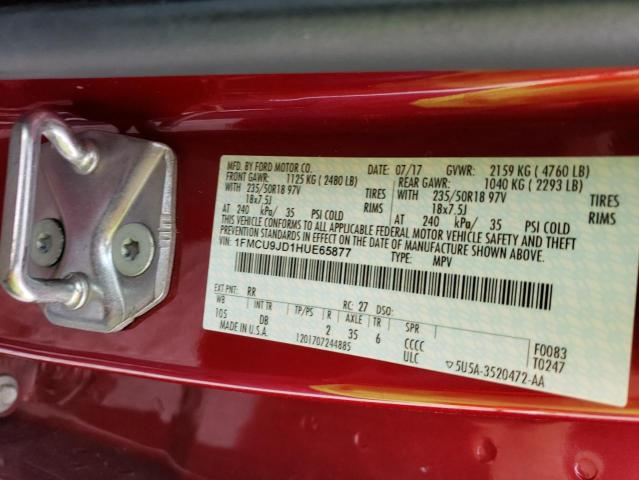 Photo 10 from auction – 2017 FORD ESCAPE TIT with VIN 1FMCU9JD1HUE65877
