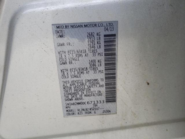 Photo 10 from auction – 2013 NISSAN PATHFINDER with VIN 5N1AR2MM0DC671333