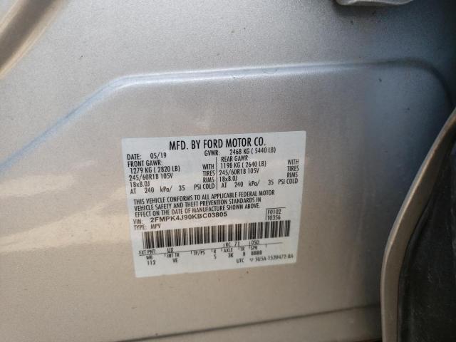 Photo 10 from auction – 2019 FORD EDGE SEL with VIN 2FMPK4J90KBC03805