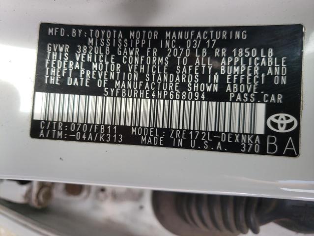 Photo 10 from auction – 2017 TOYOTA COROLLA L with VIN 5YFBURHE4HP668094
