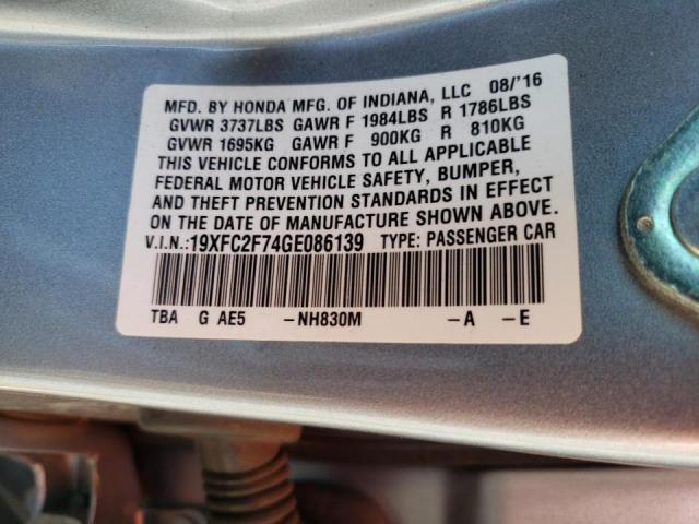 Photo 10 from auction – 2016 HONDA CIVIC EX with VIN 19XFC2F74GE086139