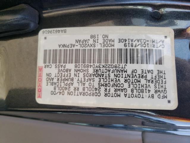 Photo 10 from auction – 2000 TOYOTA CAMRY CE with VIN JT2BG22K3Y0489108