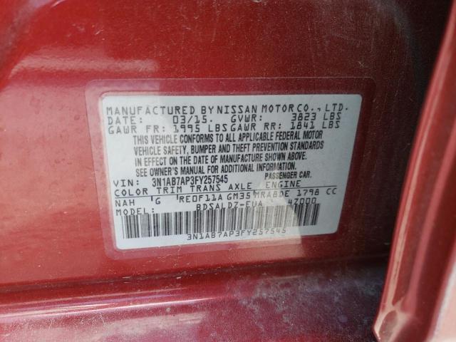 Photo 10 from auction – 2015 NISSAN SENTRA S with VIN 3N1AB7AP3FY257545