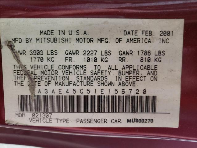 Photo 10 from auction – 2001 MITSUBISHI ECLIPSE SP with VIN 4A3AE45G51E156720