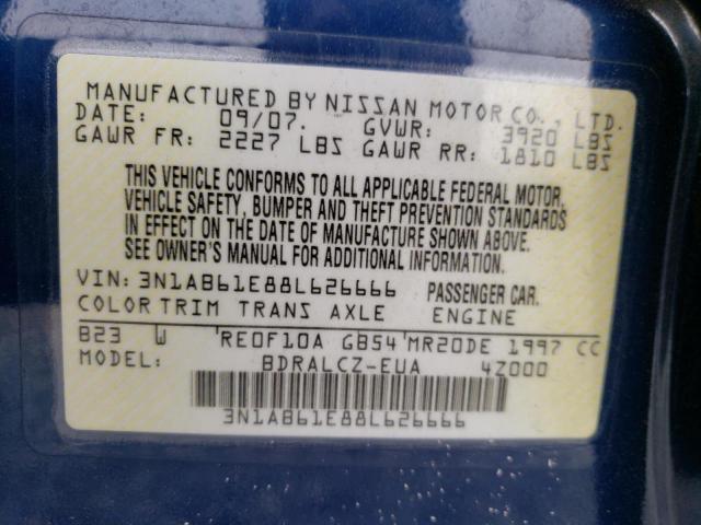 Photo 10 from auction – 2008 NISSAN SENTRA 2.0 with VIN 3N1AB61E88L626666
