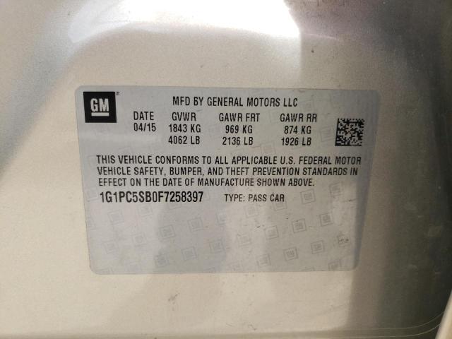 Photo 10 from auction – 2015 CHEVROLET CRUZE LT with VIN 1G1PC5SB0F7258397