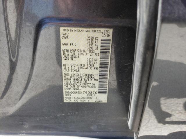Photo 10 from auction – 2016 NISSAN FRONTIER S with VIN 1N6AD0ER0GN740870