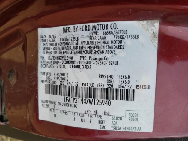 Photo 10 from auction – 2007 FORD FOCUS ZX3 with VIN 1FAFP31N47W125940