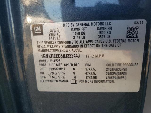 Photo 10 from auction – 2011 CHEVROLET TRAVERSE L with VIN 1GNKREED5BJ322449
