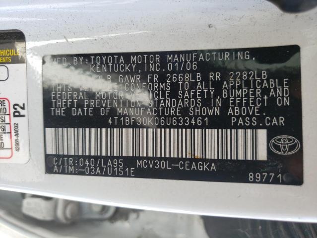 Photo 10 from auction – 2006 TOYOTA CAMRY LE with VIN 4T1BF30K06U633461