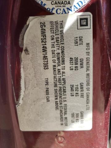 Photo 10 from auction – 1998 BUICK REGAL GS with VIN 2G4WF5214W1467393