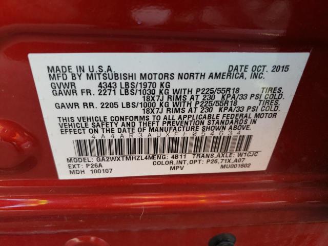 Foto 10 de la subasta – 2015 MITSUBISHI OUTLANDER con VIN 4A4AR3AUXFE054634