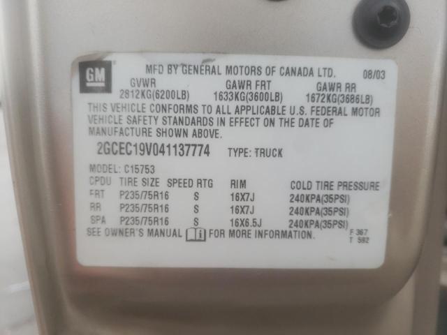 Photo 10 from auction – 2004 CHEVROLET SILVERADO with VIN 2GCEC19V041137774