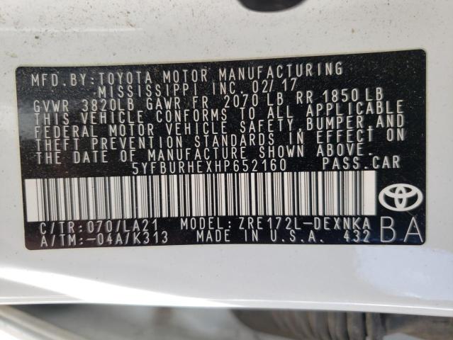Photo 10 from auction – 2017 TOYOTA COROLLA L with VIN 5YFBURHEXHP652160