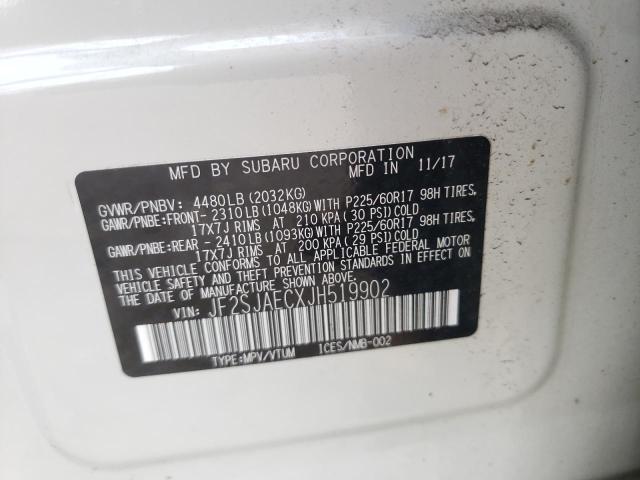 Photo 10 from auction – 2018 SUBARU FORESTER 2 with VIN JF2SJAECXJH519902