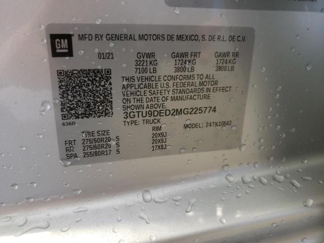 Photo 10 from auction – 2021 GMC SIERRA K15 with VIN 3GTU9DED2MG225774