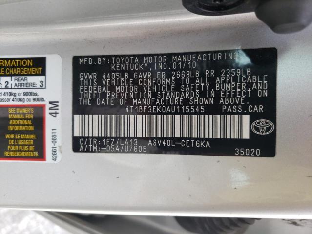 Photo 10 from auction – 2010 TOYOTA CAMRY BASE with VIN 4T1BF3EK0AU115545