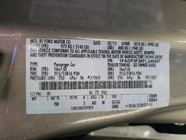 Photo 10 from auction – 2015 FORD FOCUS SE with VIN 1FADP3F26FL249567