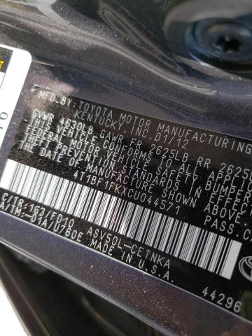 Photo 10 from auction – 2012 TOYOTA CAMRY BASE with VIN 4T1BF1FKXCU044571