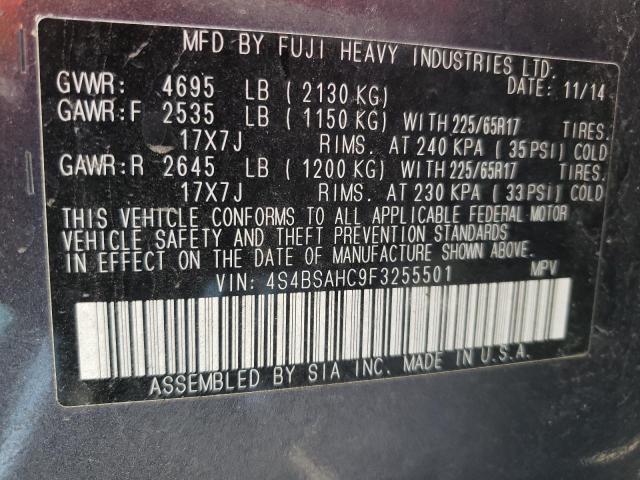 Photo 10 from auction – 2015 SUBARU OUTBACK 2. with VIN 4S4BSAHC9F3255501