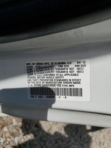 Photo 10 from auction – 2012 HONDA ODYSSEY TO with VIN 5FNRL5H92CB087193