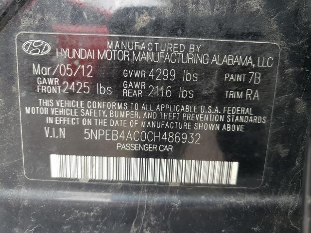 Photo 10 from auction – 2012 HYUNDAI SONATA GLS with VIN 5NPEB4AC0CH486932