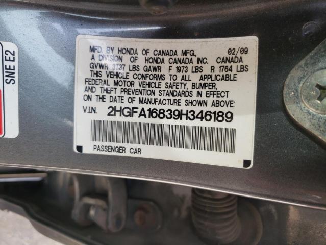 Photo 10 from auction – 2009 HONDA CIVIC EX with VIN 2HGFA16839H346189