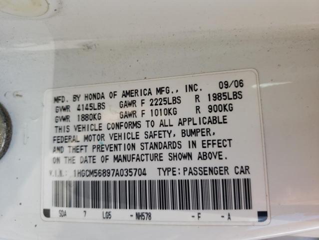 Photo 10 from auction – 2007 HONDA ACCORD EX with VIN 1HGCM56897A035704