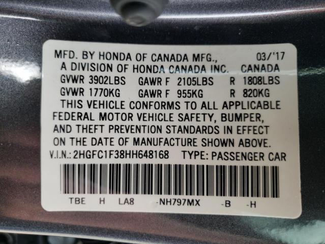 Photo 10 from auction – 2017 HONDA CIVIC EX with VIN 2HGFC1F38HH648168