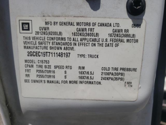 Photo 10 from auction – 2001 CHEVROLET SILVERADO with VIN 2GCEC19T711148197