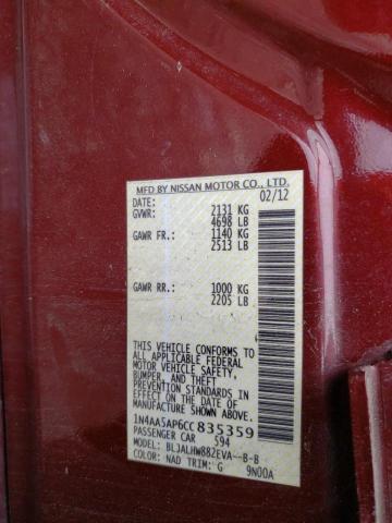 Photo 10 from auction – 2012 NISSAN MAXIMA S with VIN 1N4AA5AP6CC835359