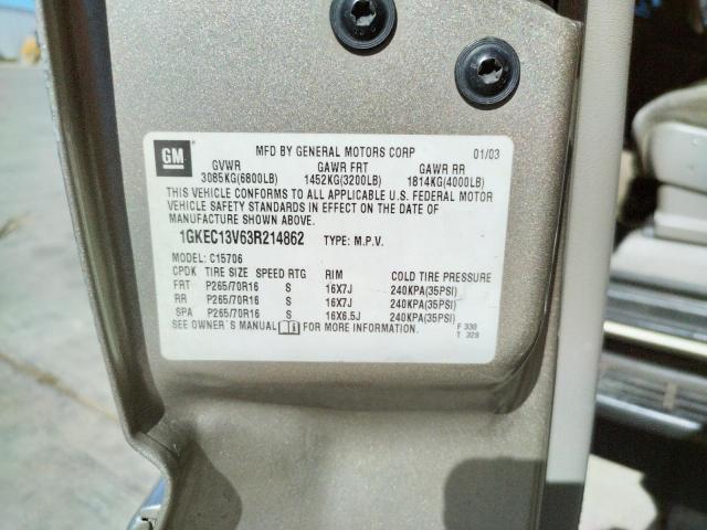 Photo 10 from auction – 2003 GMC YUKON with VIN 1GKEC13V63R214862