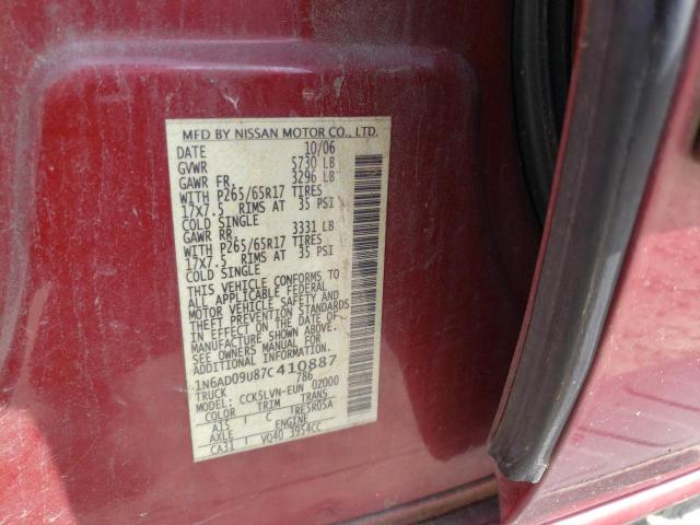 Photo 10 from auction – 2007 NISSAN FRONTIER C with VIN 1N6AD09U87C410887