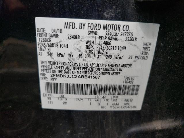Photo 10 from auction – 2010 FORD EDGE SEL with VIN 2FMDK3JC2ABB41587