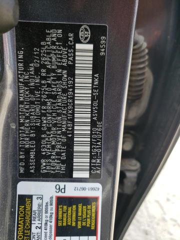 Photo 10 from auction – 2012 TOYOTA CAMRY BASE with VIN 4T4BF1FK9CR194192
