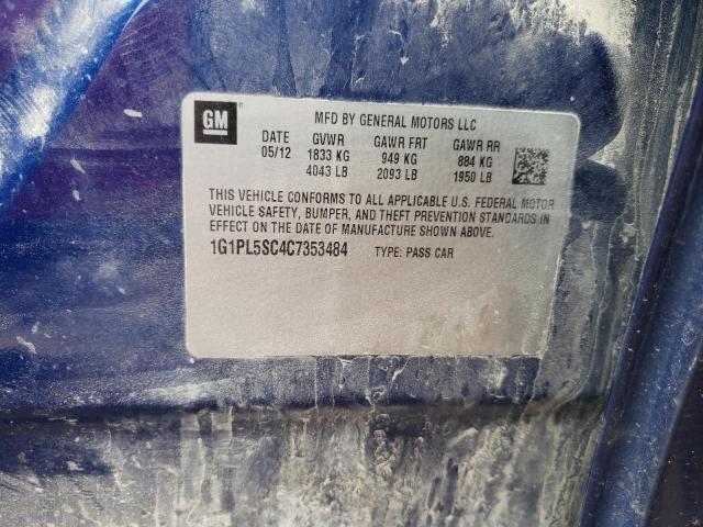 Photo 10 from auction – 2012 CHEVROLET CRUZE LT with VIN 1G1PL5SC4C7353484