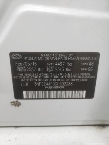 Photo 10 from auction – 2016 HYUNDAI SONATA SE with VIN 5NPE24AF0GH392288