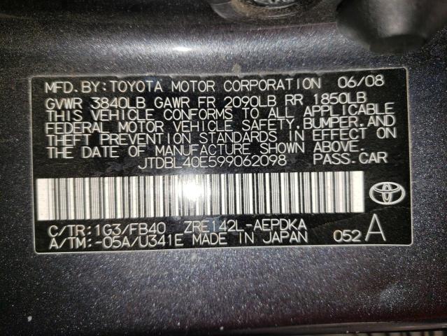 Photo 10 from auction – 2009 TOYOTA CAROLLA with VIN JTDBL40E599062098