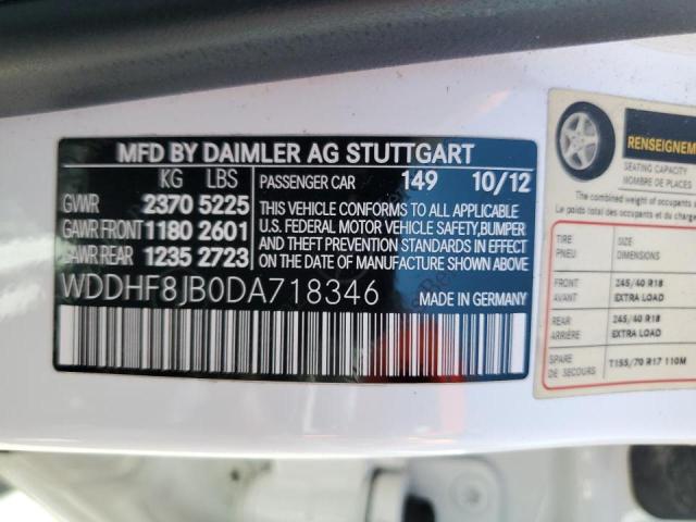 Photo 10 from auction – 2013 MERCEDES-BENZ E 350 4MAT with VIN WDDHF8JB0DA718346