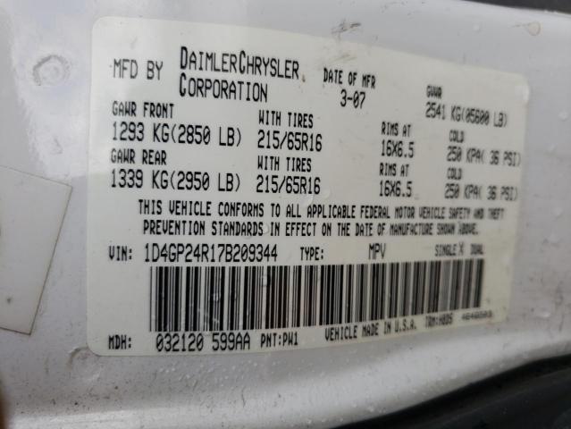 Photo 10 from auction – 2007 DODGE GRAND CARA with VIN 1D4GP24R17B209344