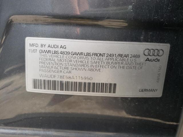 Photo 10 from auction – 2008 AUDI A4 2.0T QU with VIN WAUDF78E58A115950