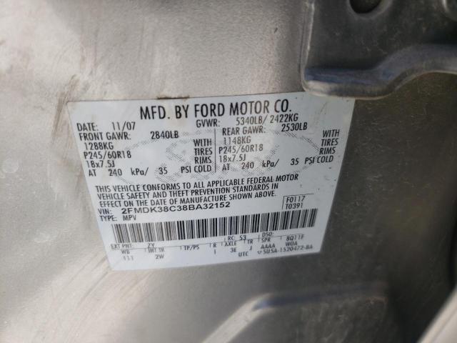 Photo 10 from auction – 2008 FORD EDGE SEL with VIN 2FMDK38C38BA32152
