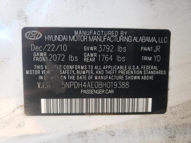 Photo 10 from auction – 2011 HYUNDAI ELANTRA GL with VIN 5NPDH4AE0BH019388